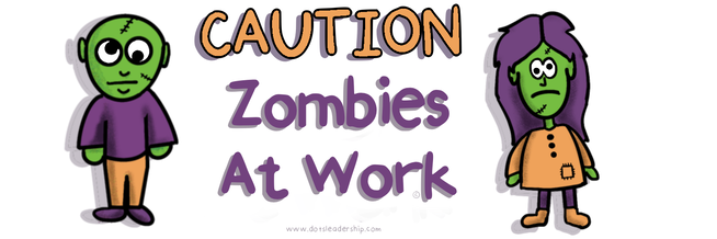 Sign Zombies At Work With Cartoon Figures