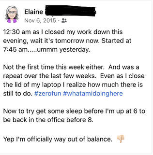 Elaine's Facebook post